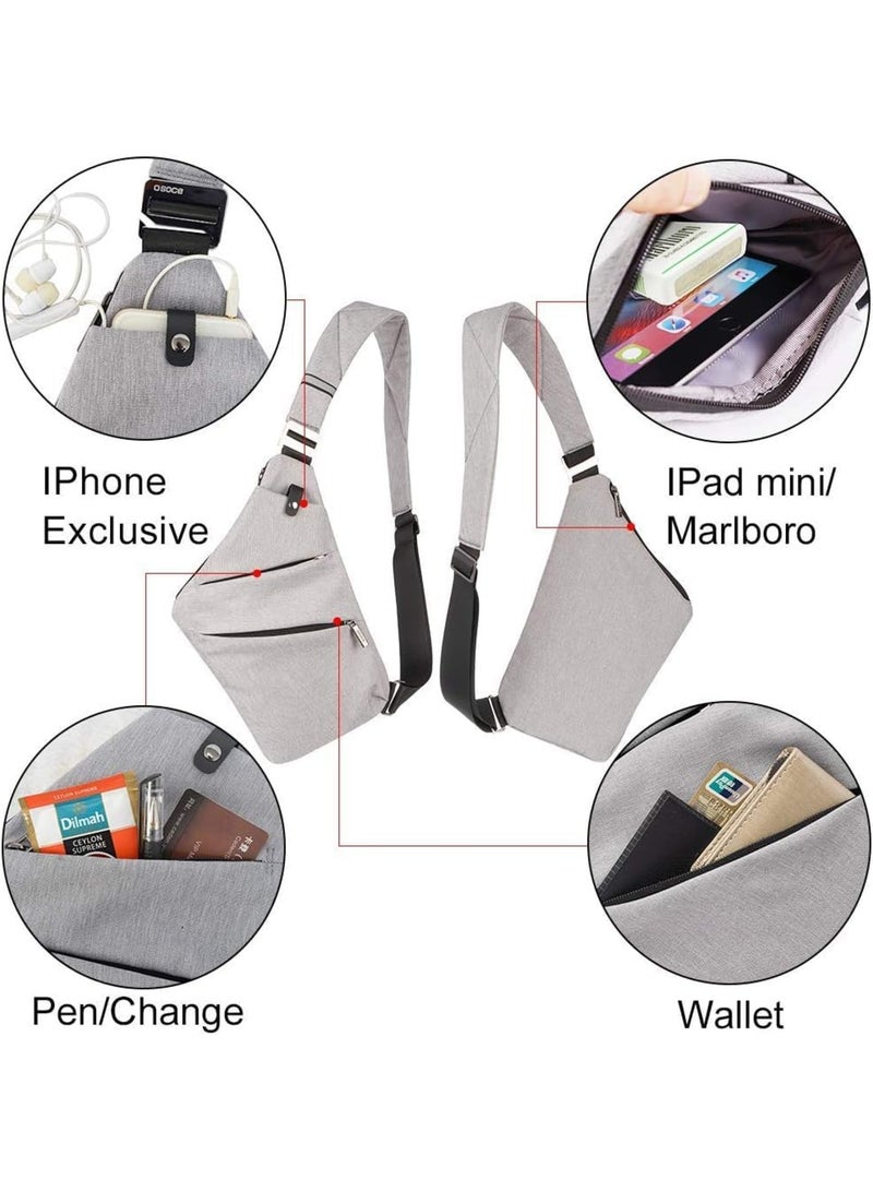 SYOSI Anti-theft Men's Sling Crossbody Bag - Lightweight Shoulder Travel Bag with Casual Design - Secure & Stylish for Everyday Use(Grey) - Image 2